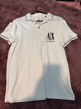 Armani Exchange White Polo with Black Trim and A|X Logo